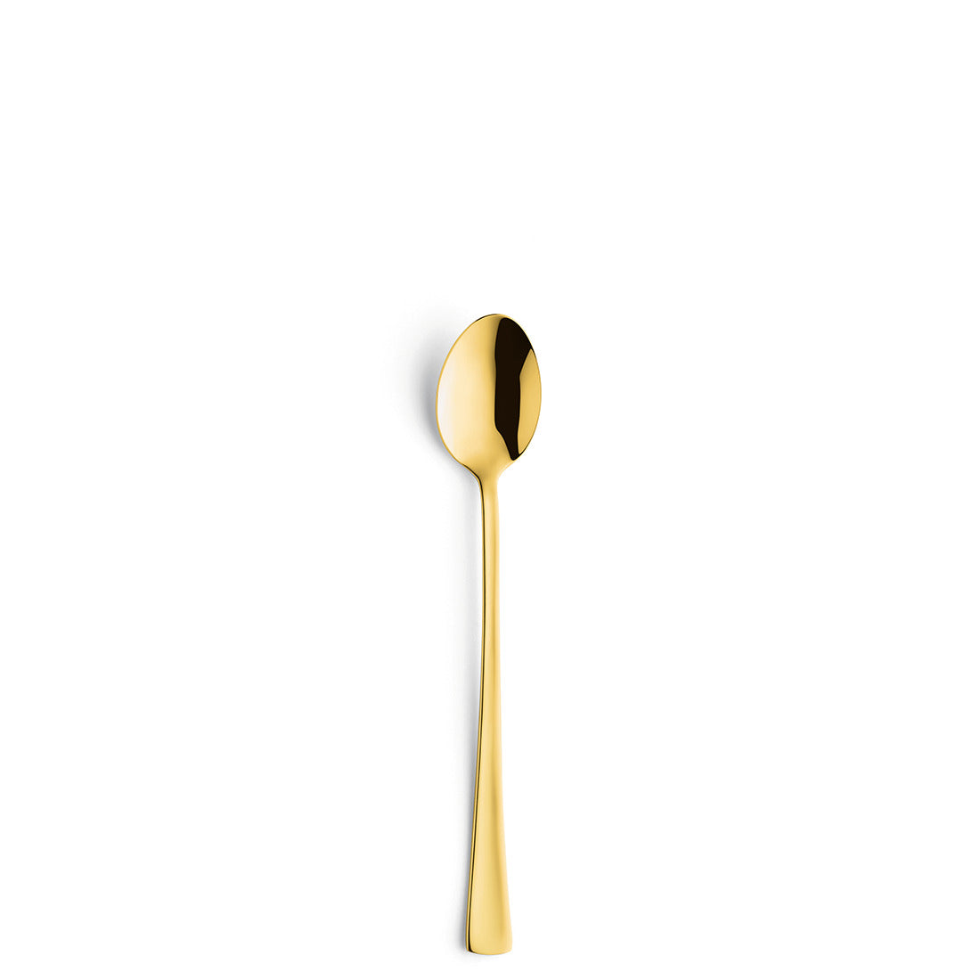 Goldener Löffel auf weißem Hintergrund.