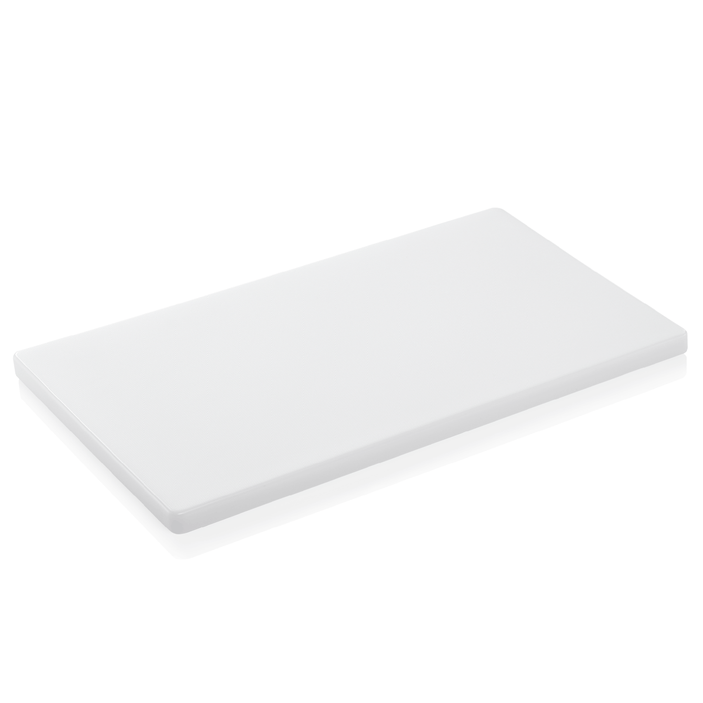 Weiße rechteckige Tischplatte, minimalistisch.