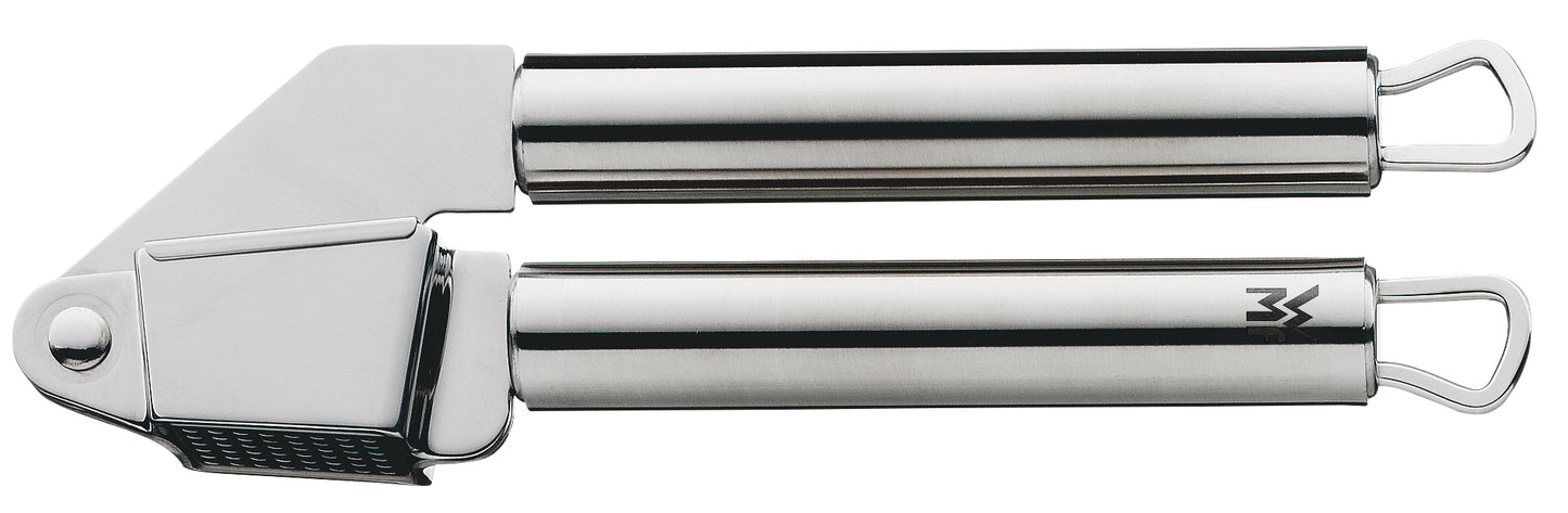 Knoblauchpresse aus Edelstahl.