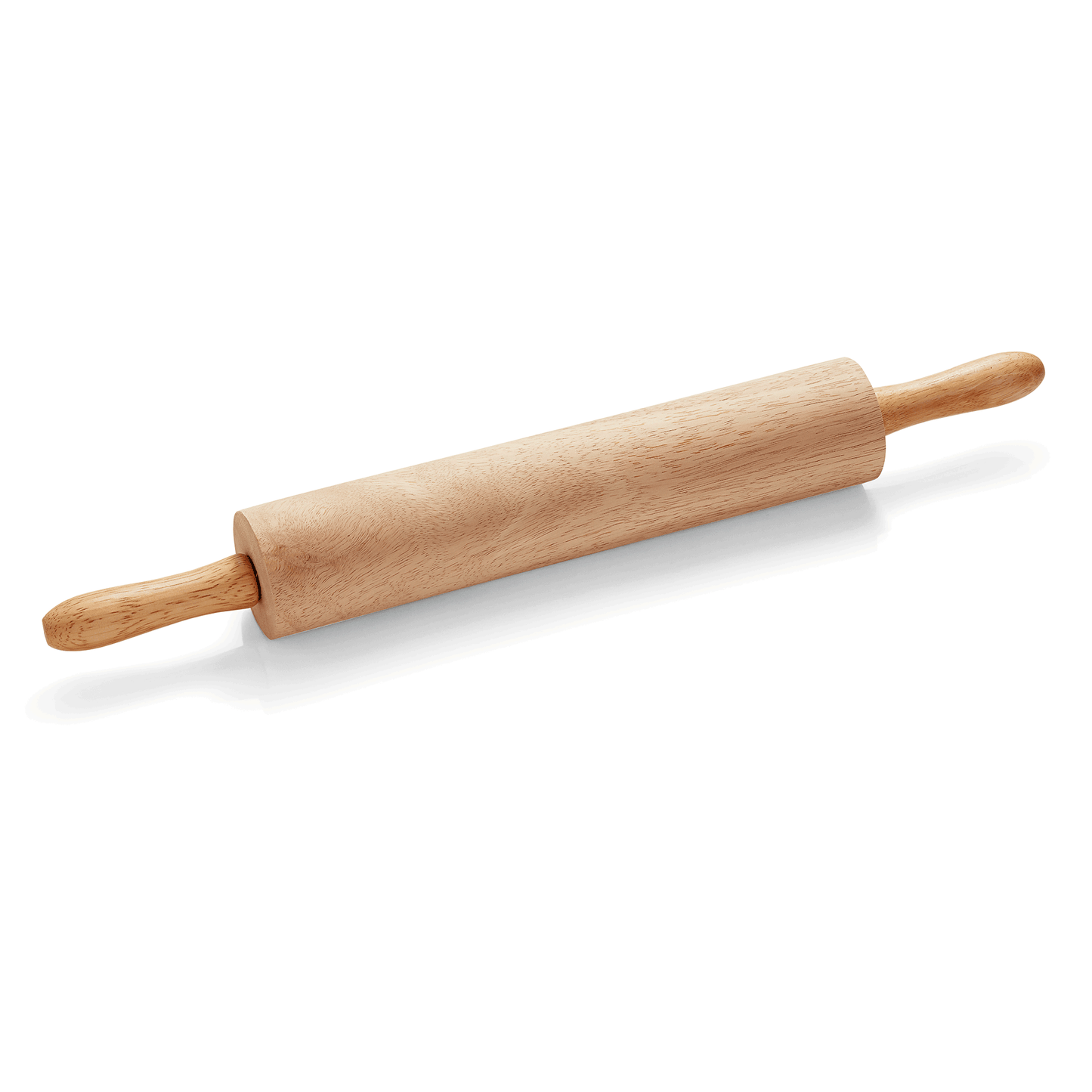 Nudelholz aus Holz auf Weiß.
