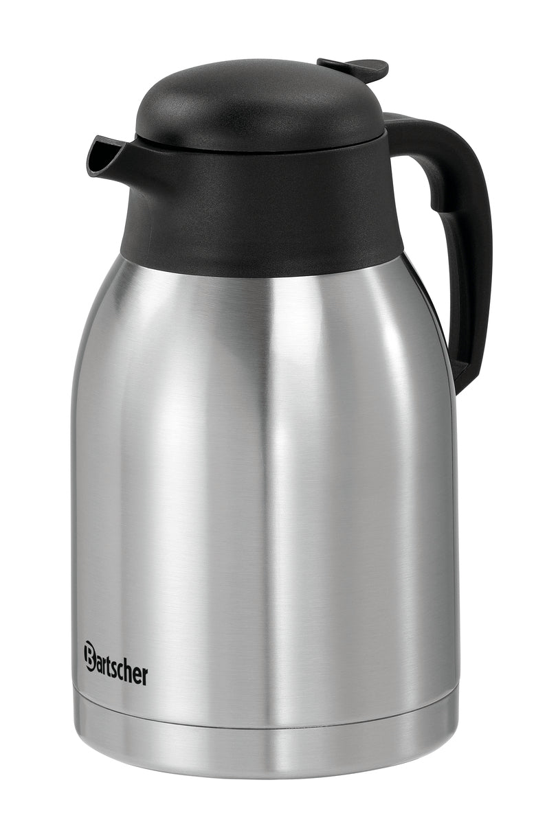 Thermoskanne aus Edelstahl, schwarz.