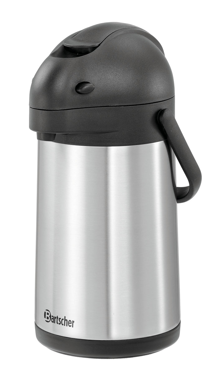 Thermoskanne aus Edelstahl, schwarz.
