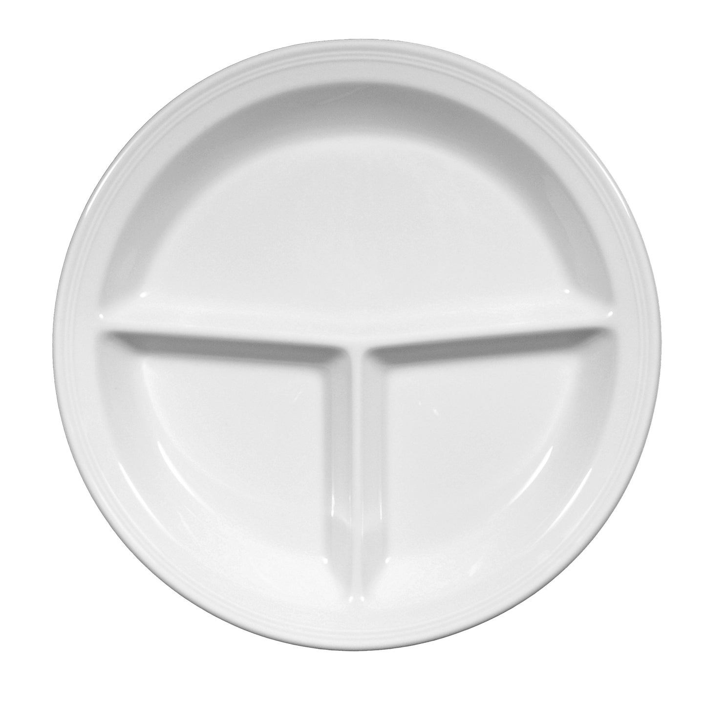 Weiße geteilte Speiseplatte mit Trennwand