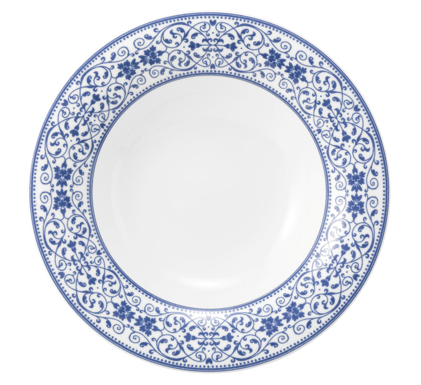Tiefer Teller mit blauem Muster