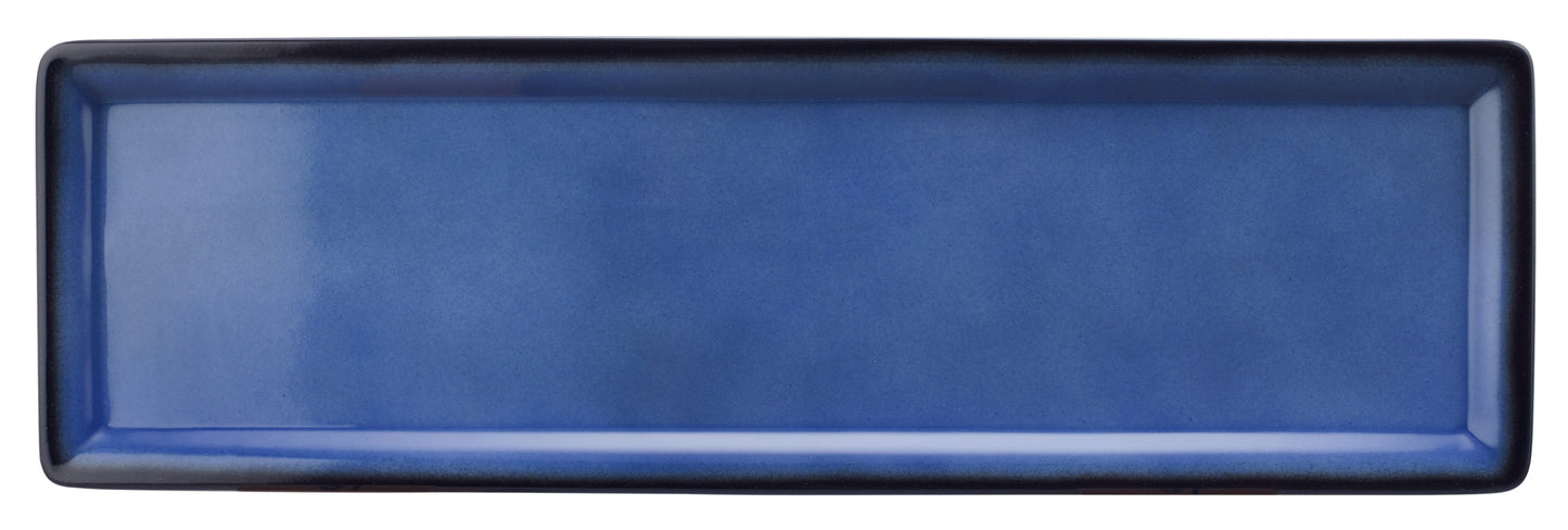 Leere blaue Servierplatte