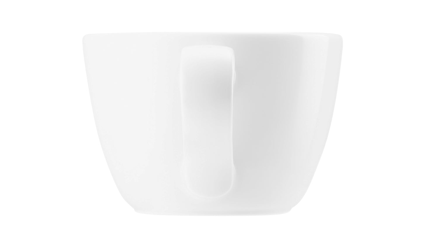 Weiße Kaffeetasse auf weißem Hintergrund