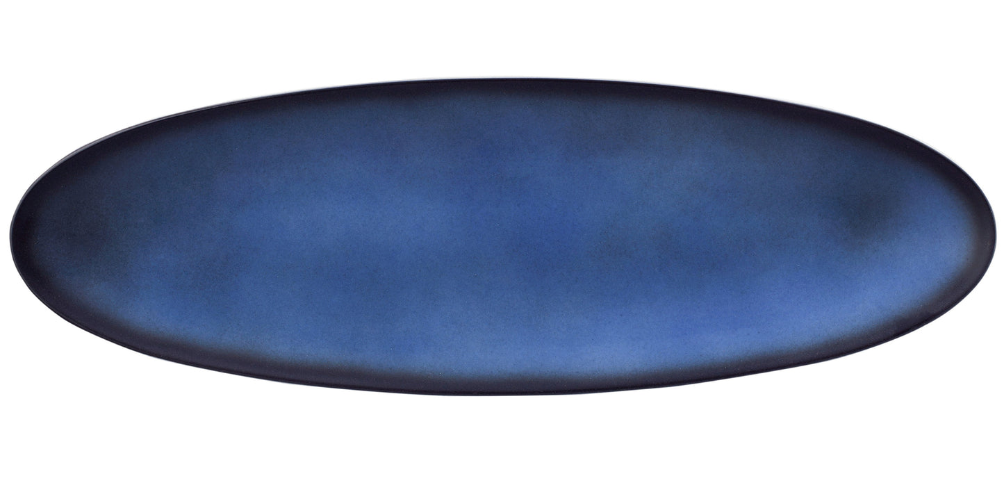 Blauer, ovaler Gastro-Teller, leer