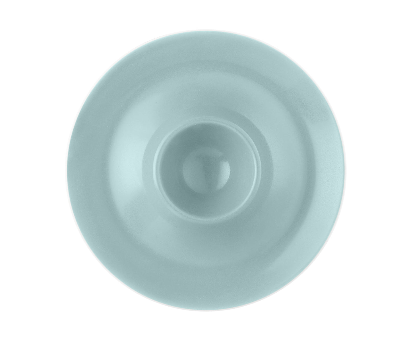 Hellblauer Eierbecher aus Porzellan.