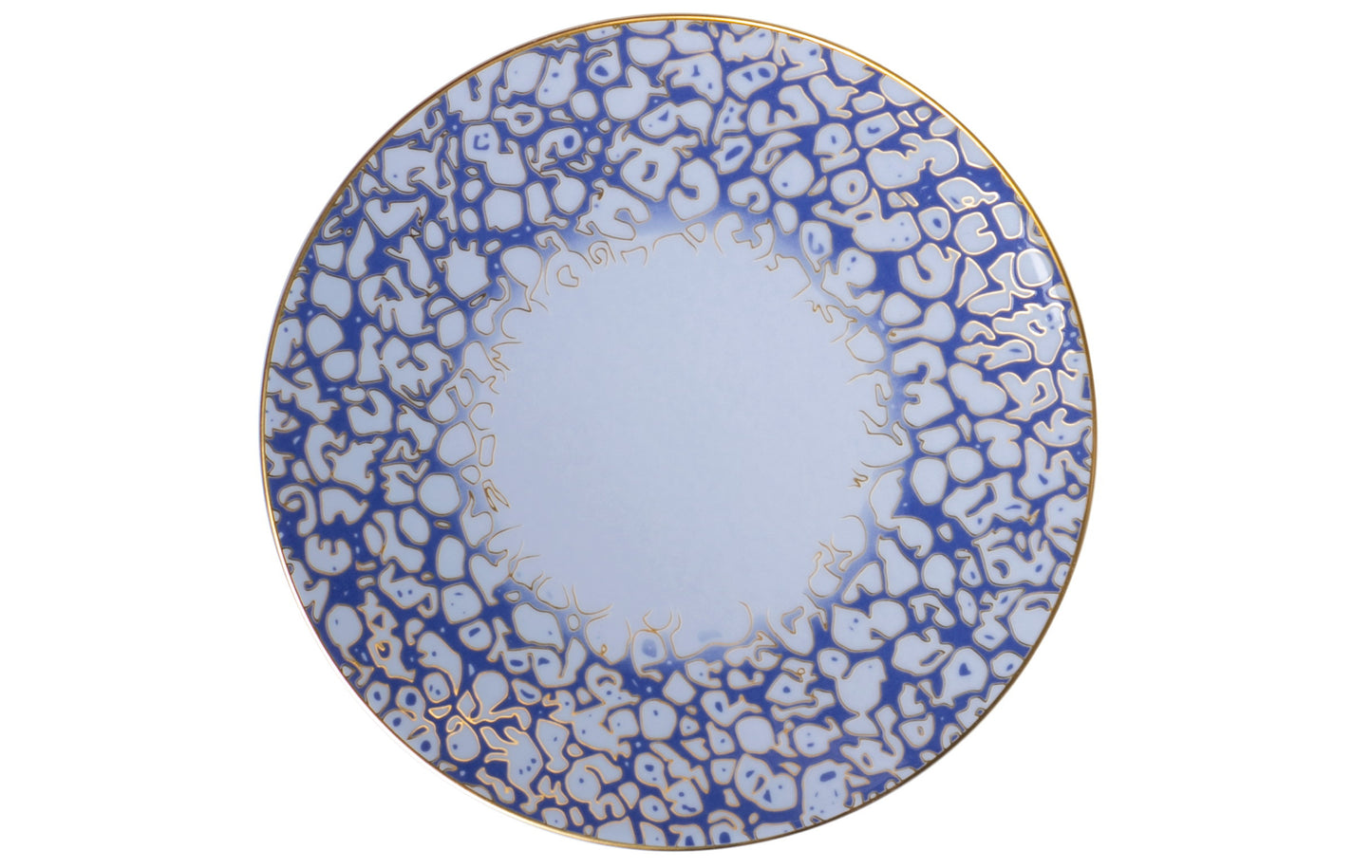Runder Teller mit blauem Muster