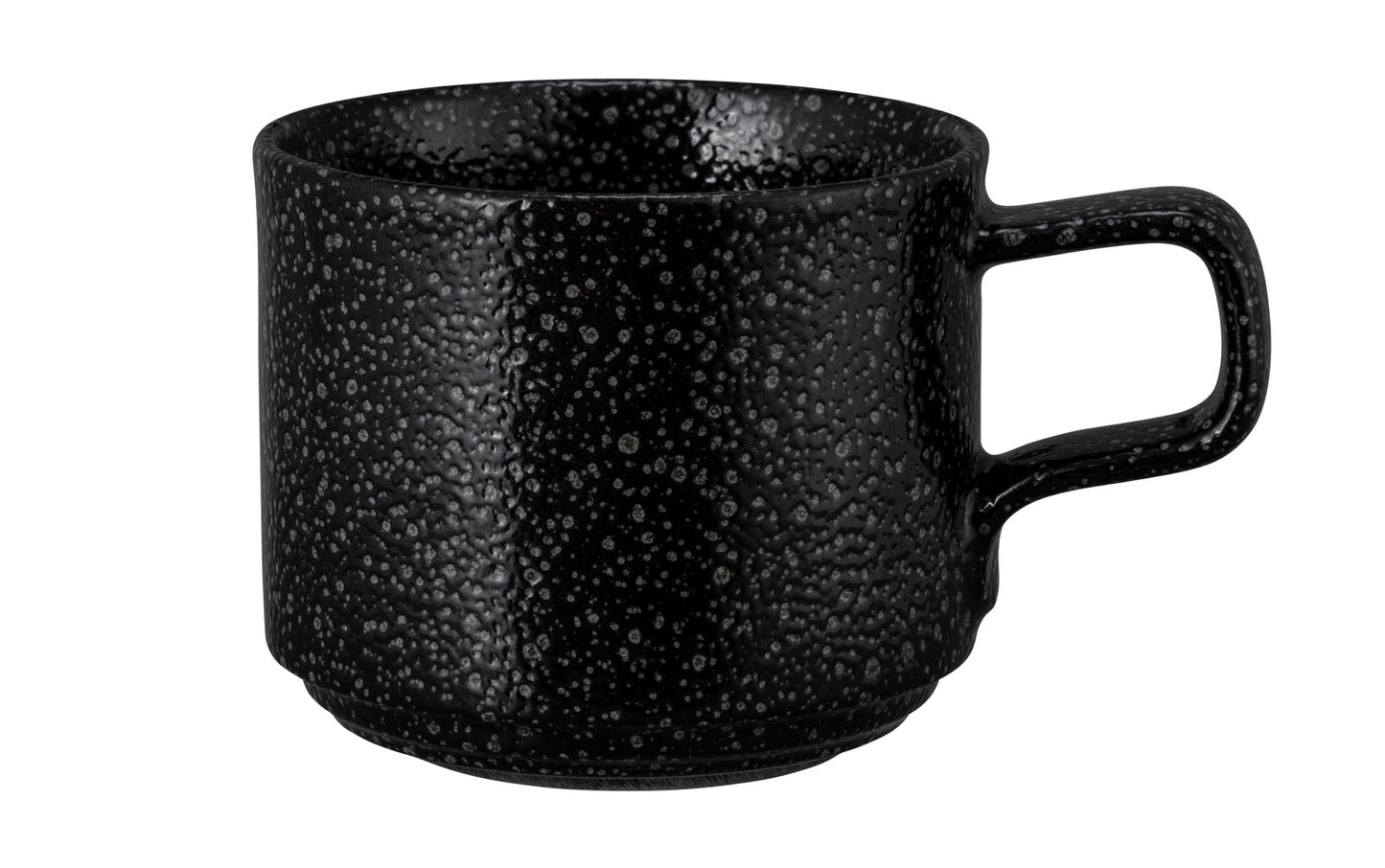 Schwarze Kaffeetasse mit Struktur