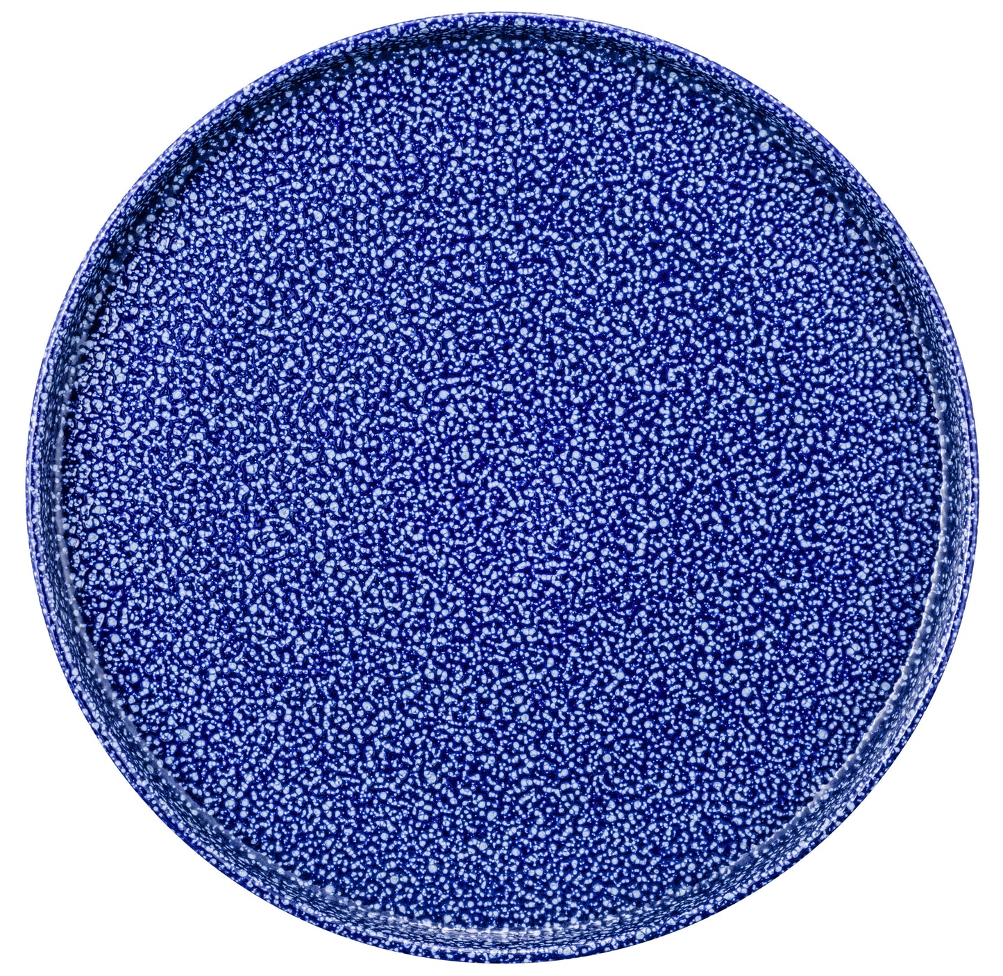 Blauer runder Teller von oben