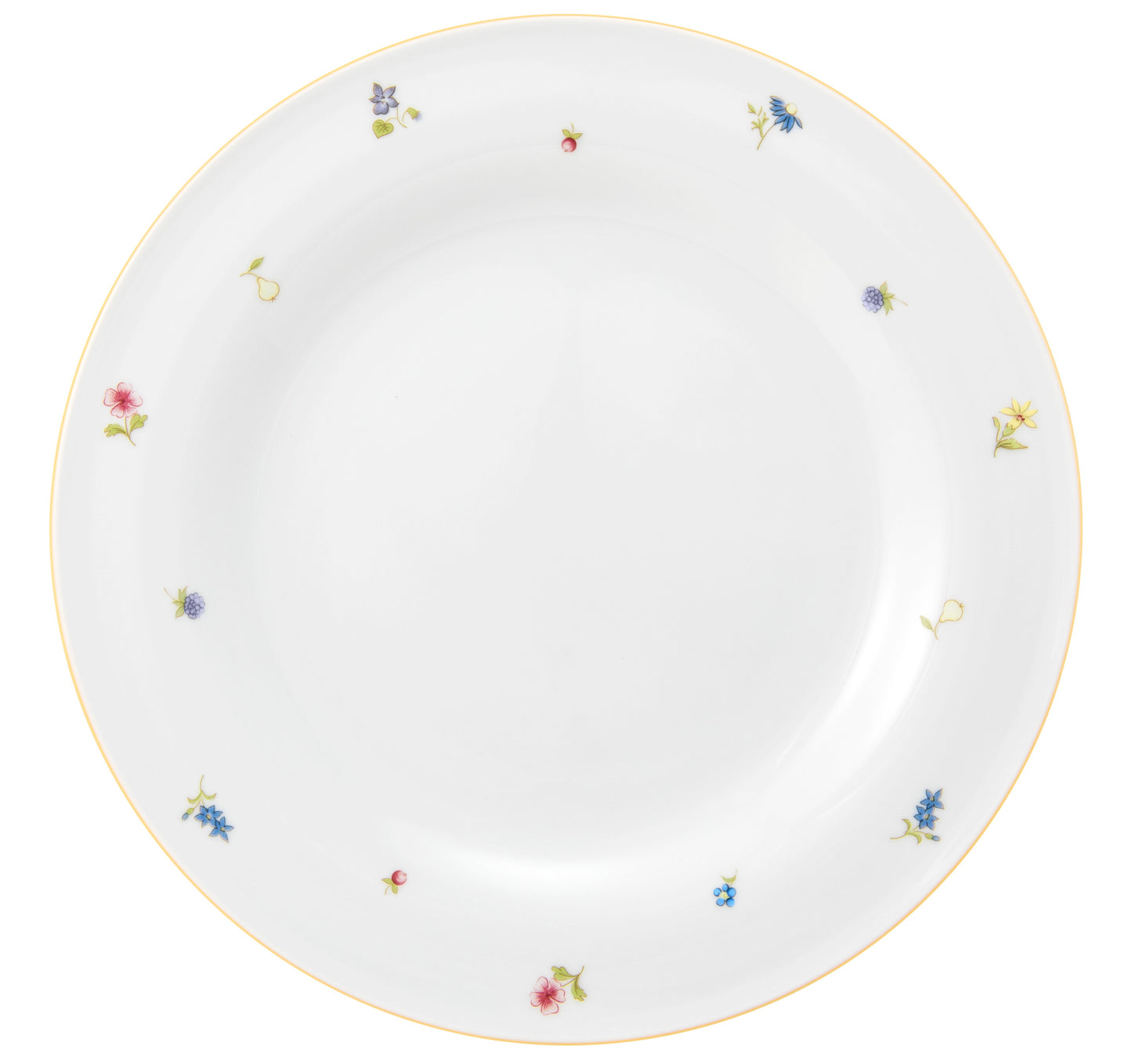Leerer Teller mit Blumenmuster.