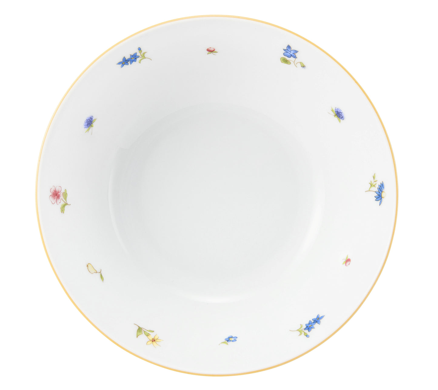 Weiße Schale mit Blumenmuster.