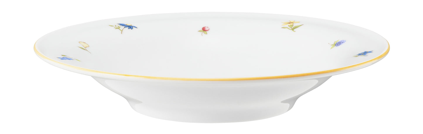 Weiße Porzellanschale mit buntem Blumendekor