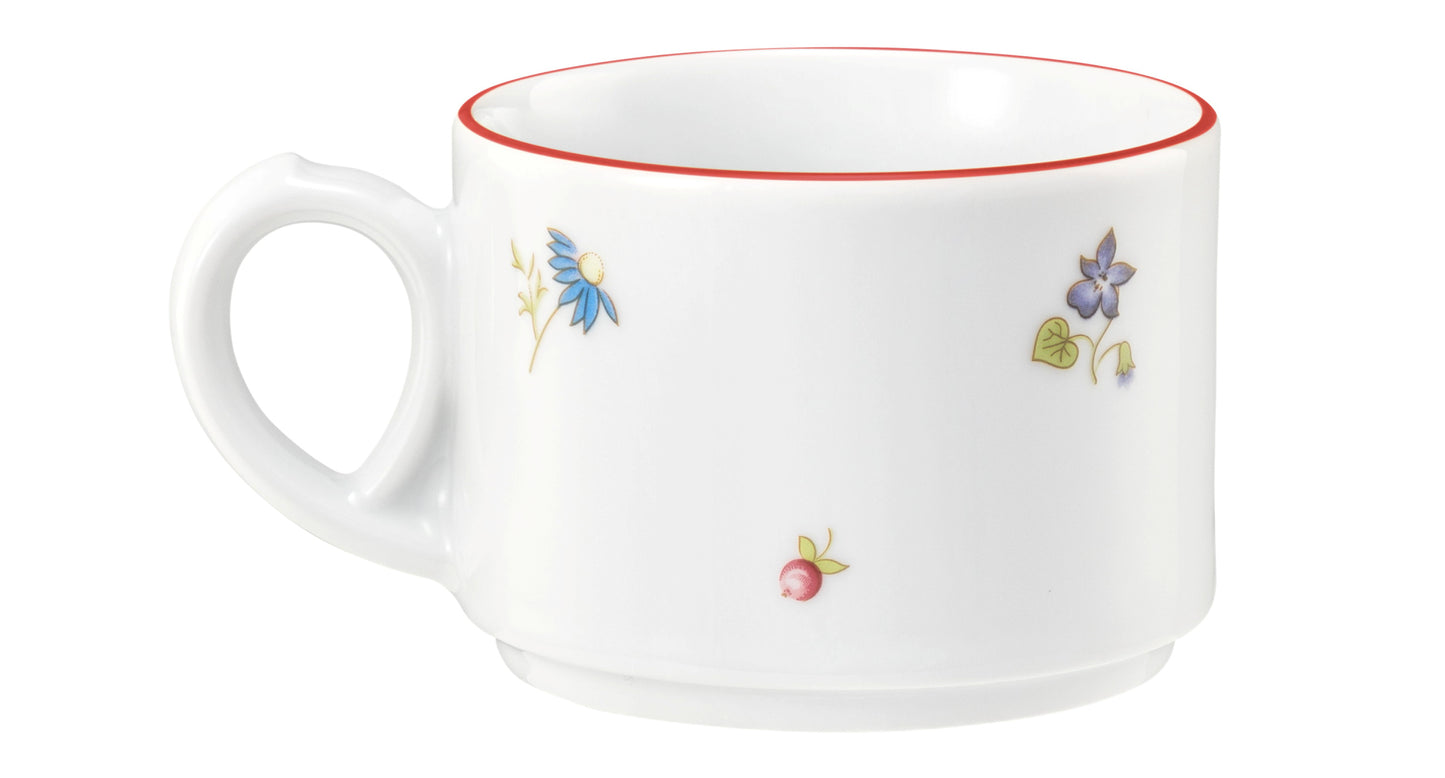 Weiße Kaffeetasse mit Blumen