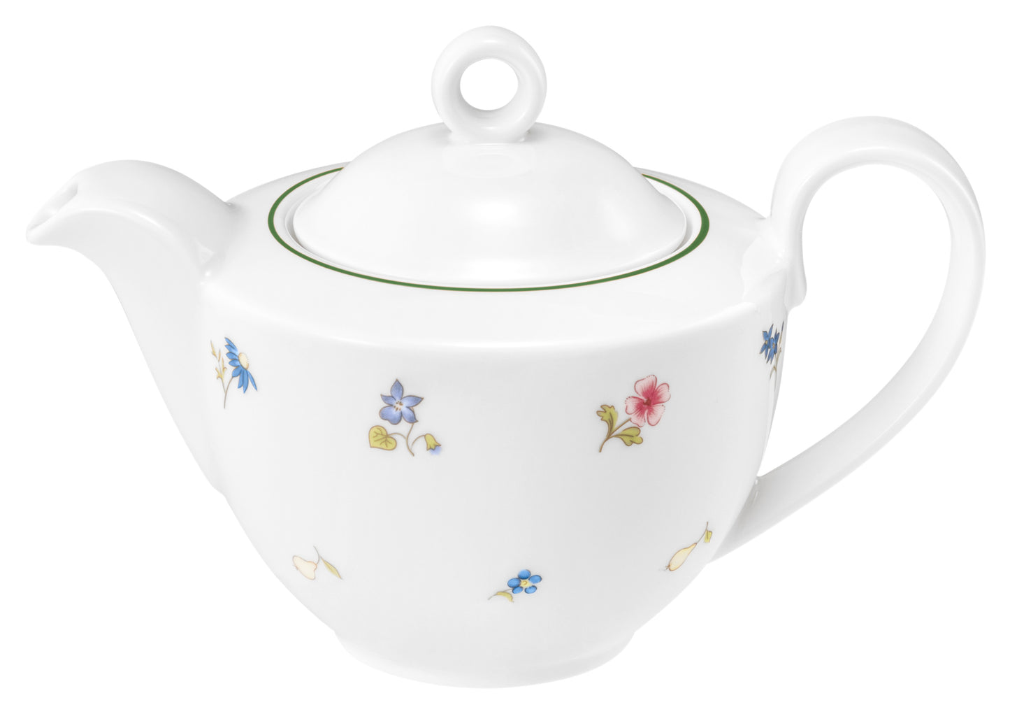 Weiße Teekanne mit Blumenmuster