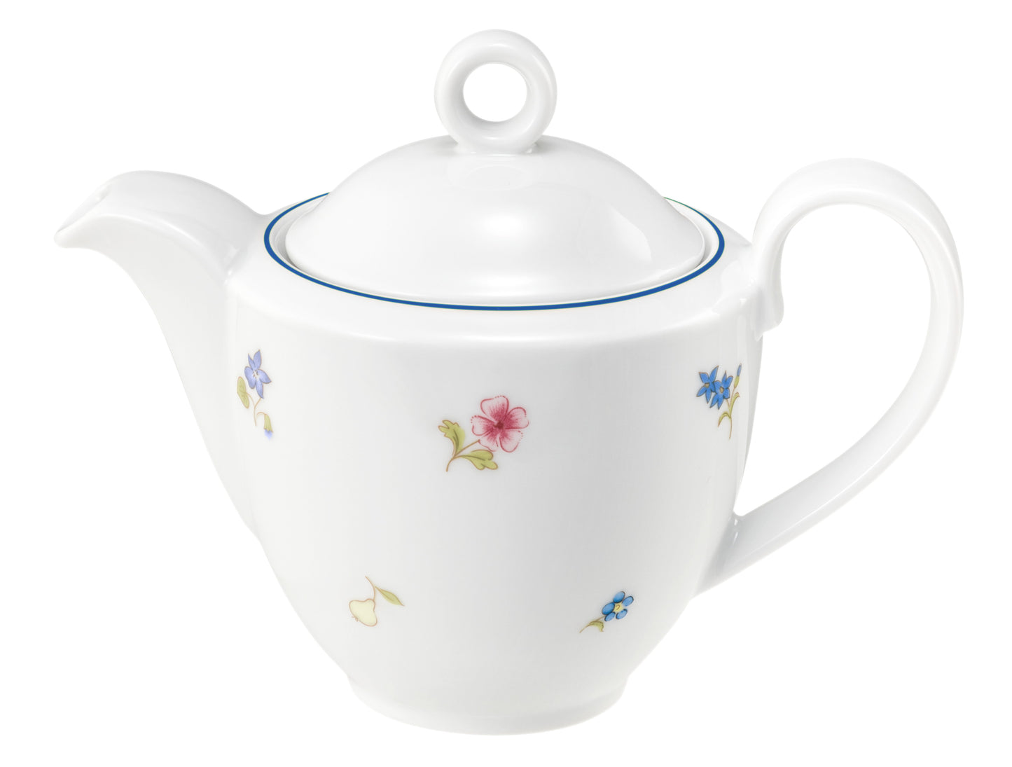 Weiße Porzellan-Teekanne mit Blumenmuster