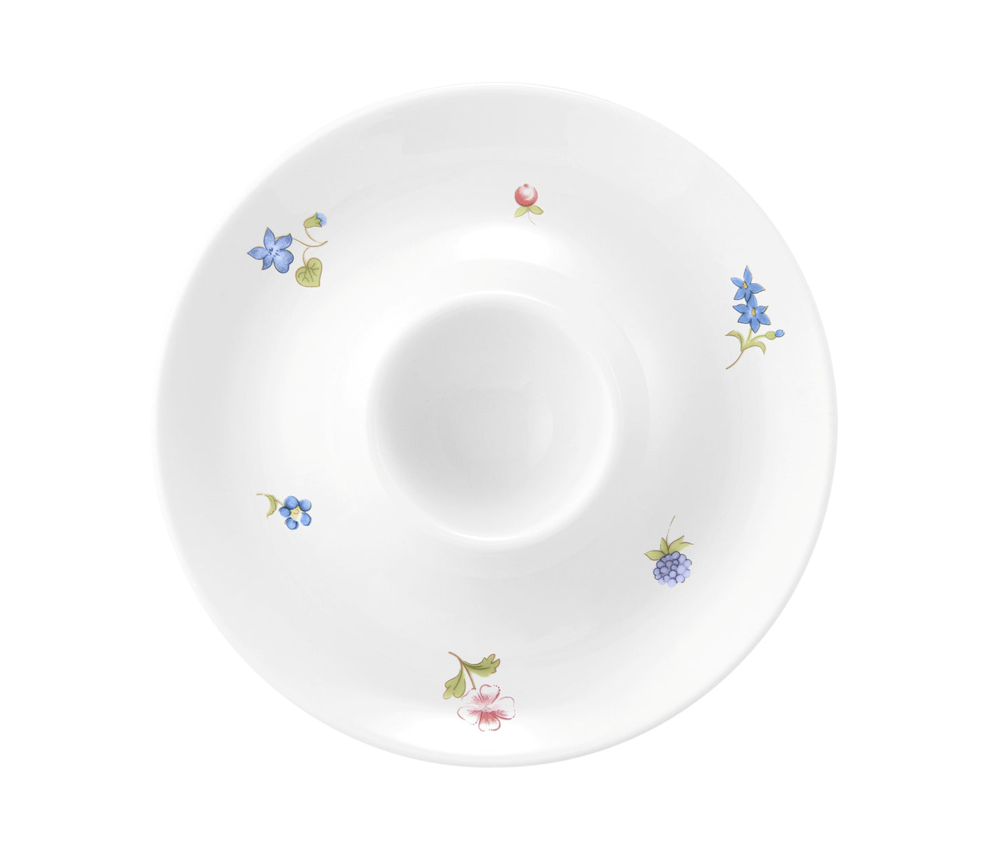 Weißer Porzellanteller mit Blumenmuster