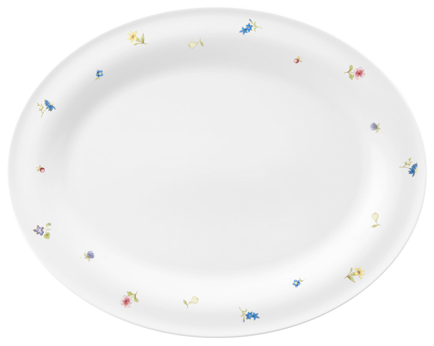 Weißer Porzellanteller mit Blumenmuster