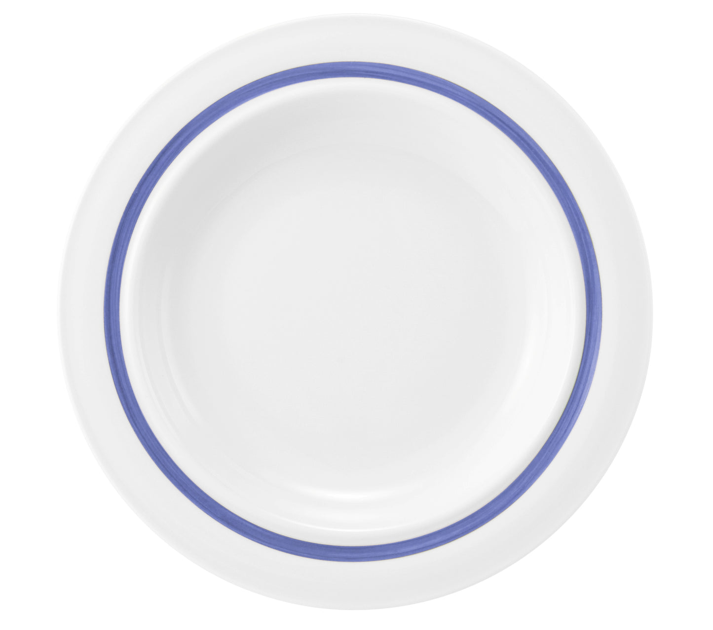 Weiße Porzellanschale mit blauem Rand