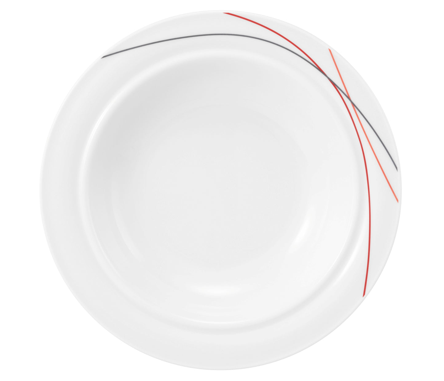 Weiße Schüssel mit rotem Rand