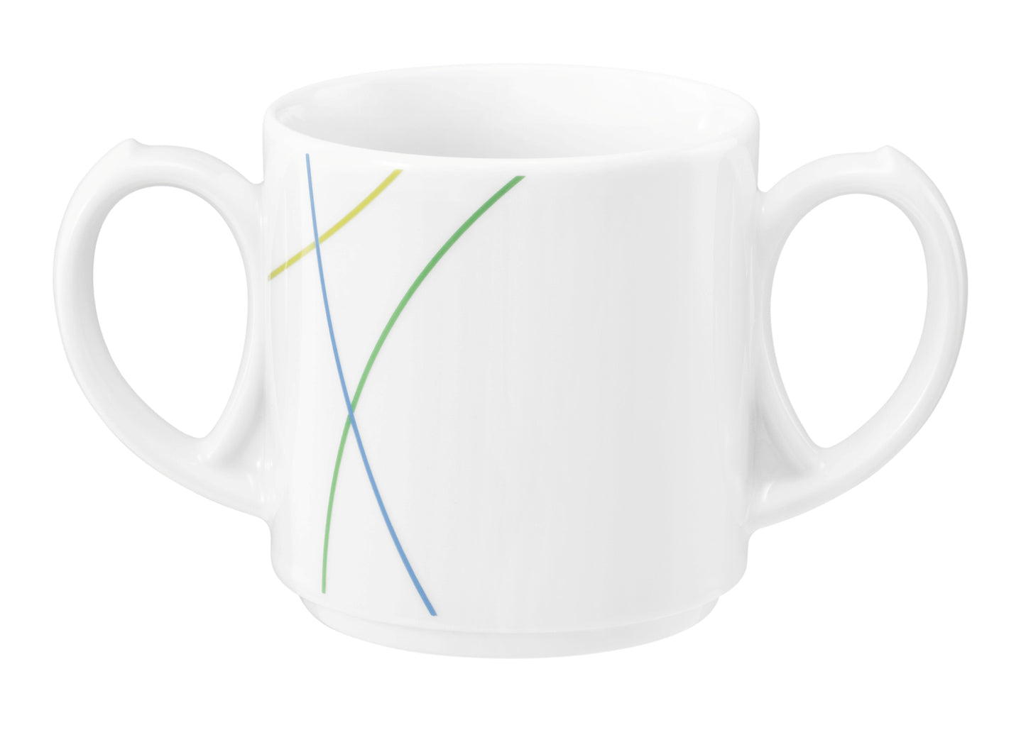 Weiße Tasse mit bunten Linien