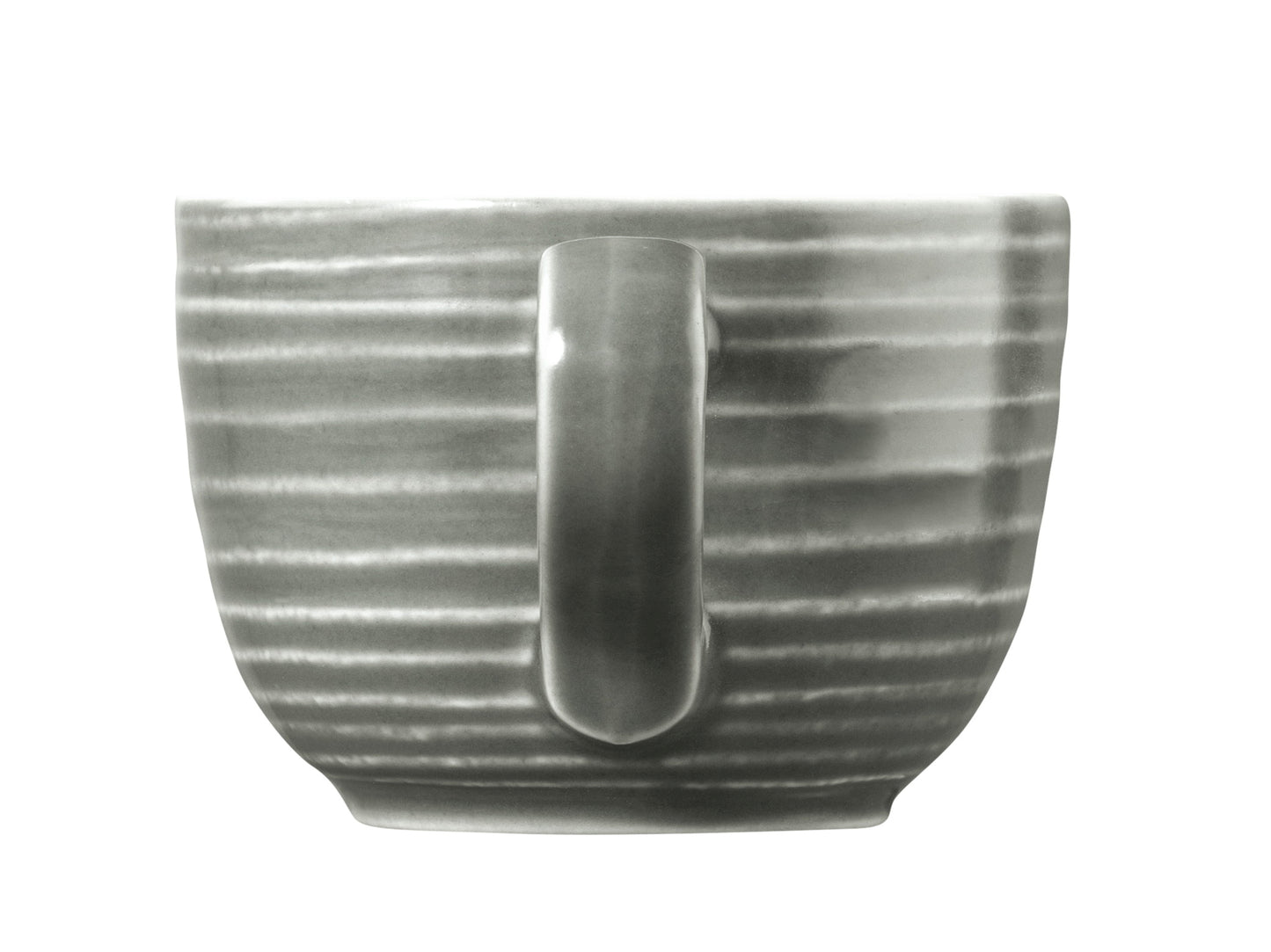 Graue Kaffeetasse mit Rillenstruktur