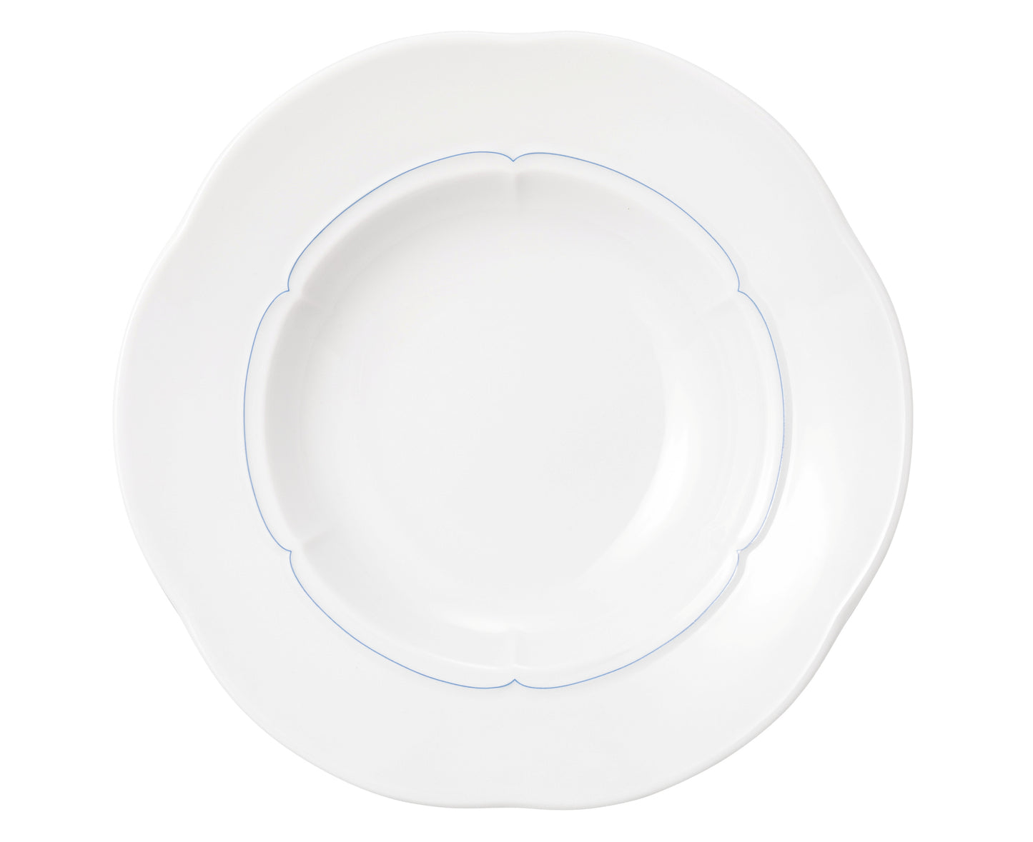 Weiße Porzellanschale mit blauem Rand