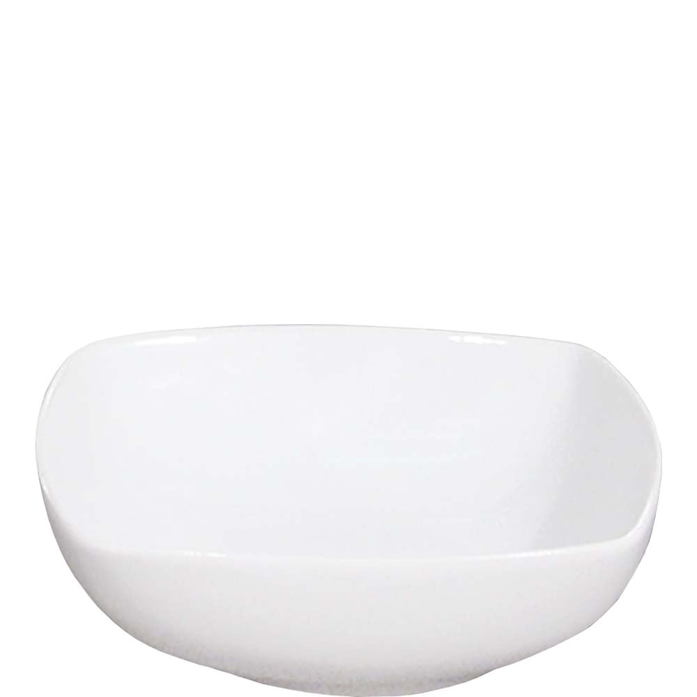 Weiße, quadratische Schale, leer.