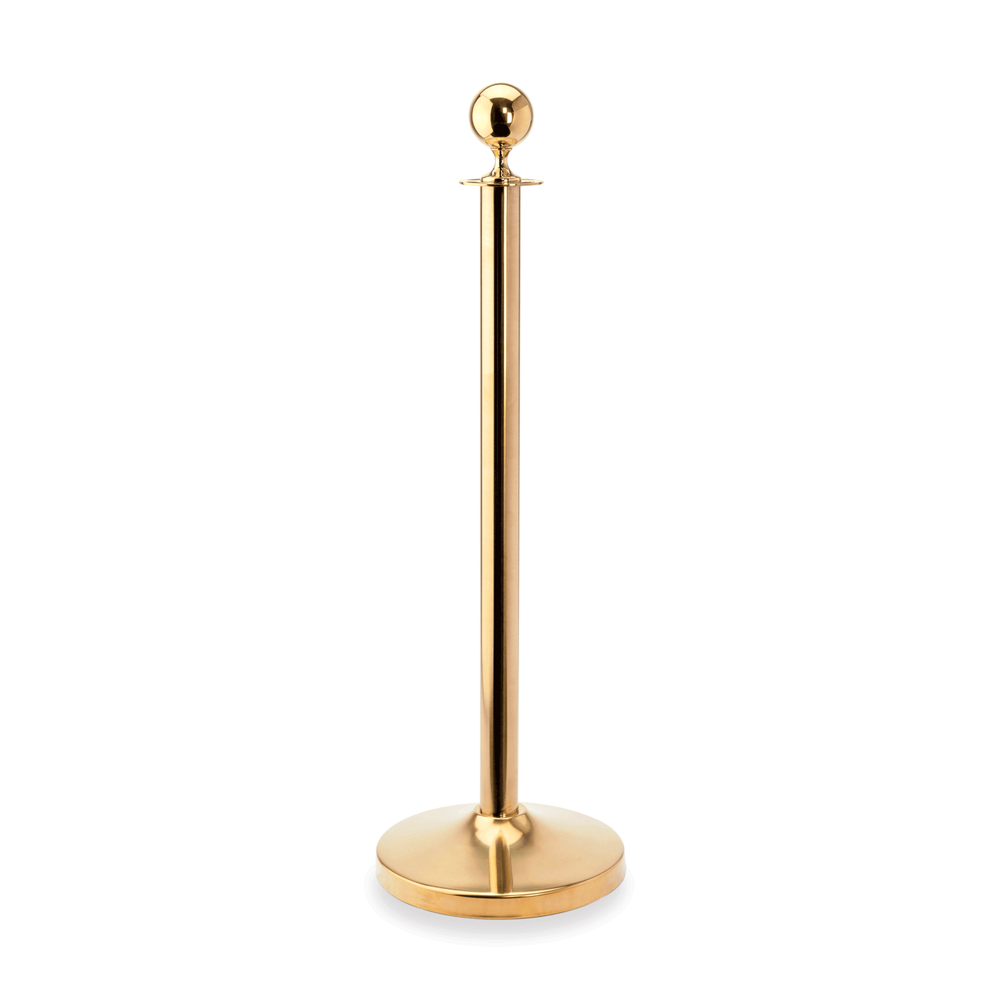 Goldener Absperrständer mit Kugel.