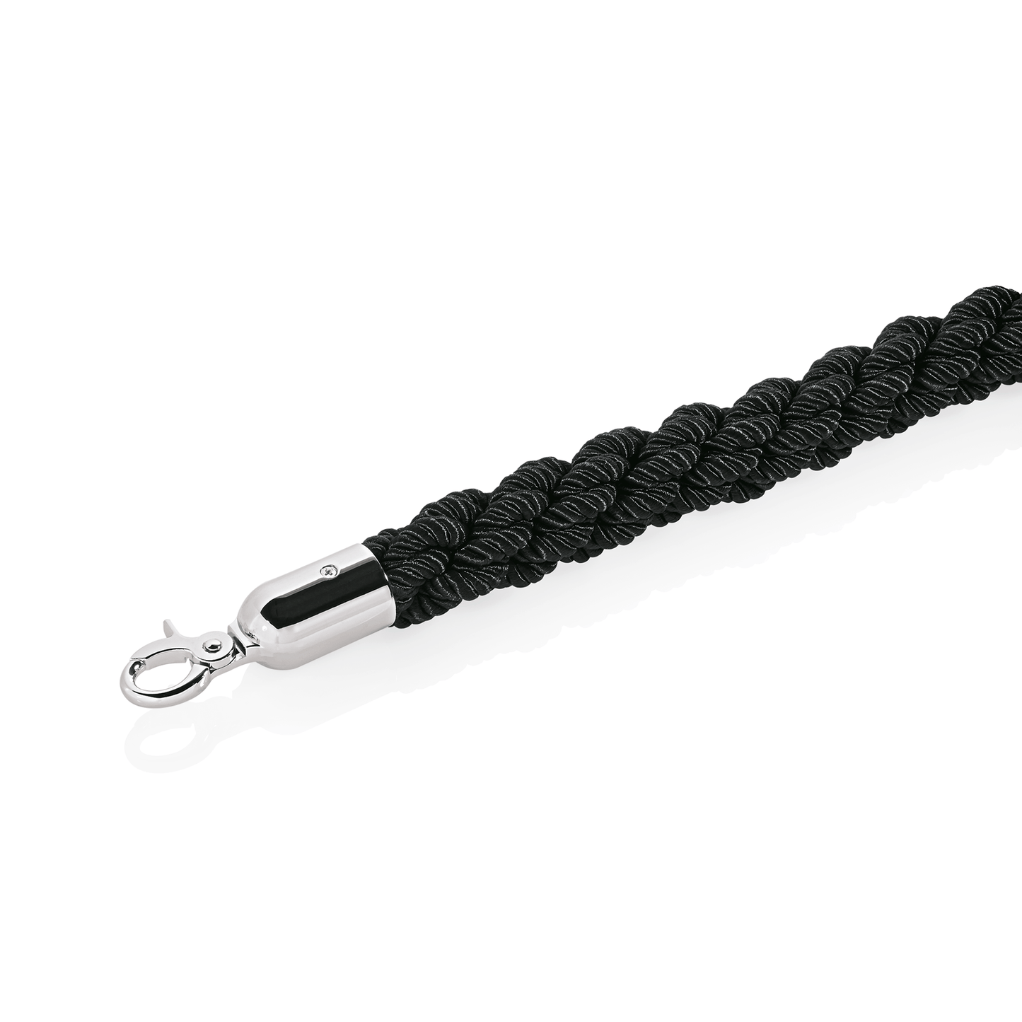Schwarzes Absperrseil mit Karabiner.