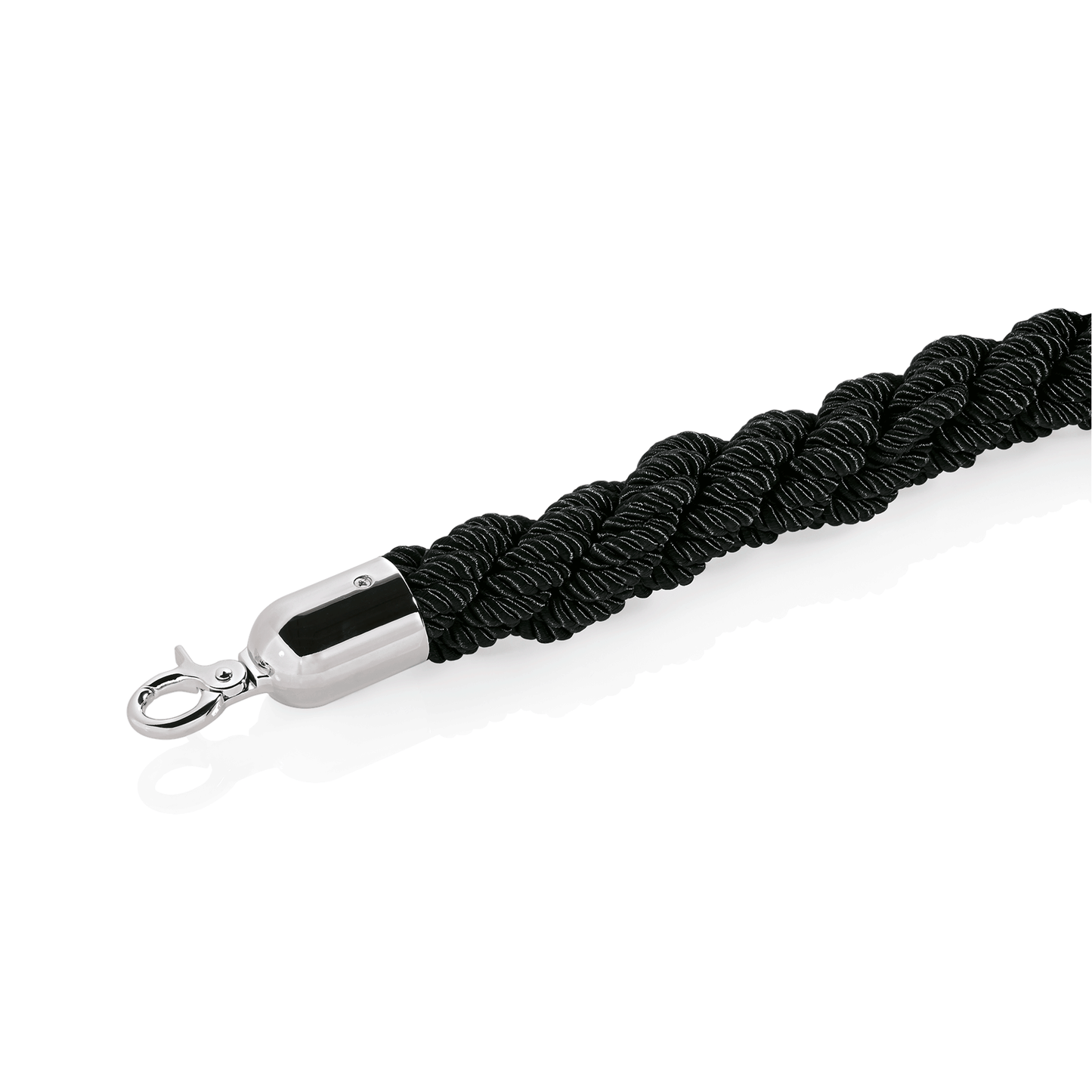 Schwarzes Absperrseil mit Haken.