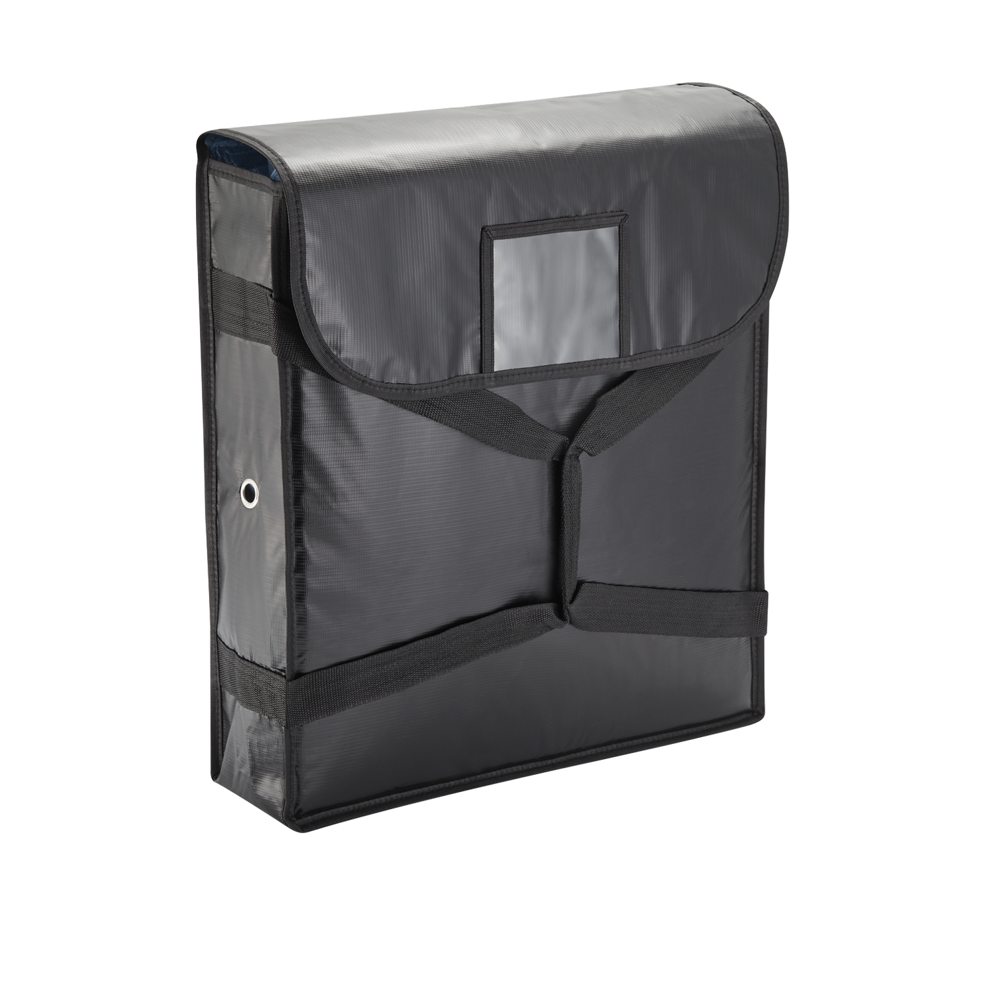 Schwarze Thermotasche für Lebensmitteltransport.