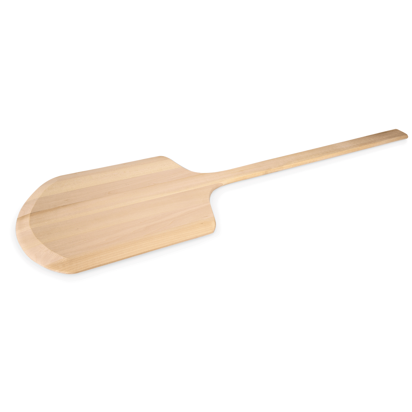 Holz-Pizzaschaufel mit langem Griff.