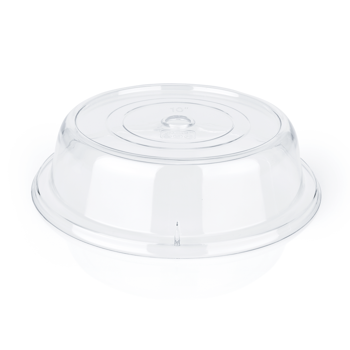 Transparente Kunststoff-Abdeckhaube für Teller.