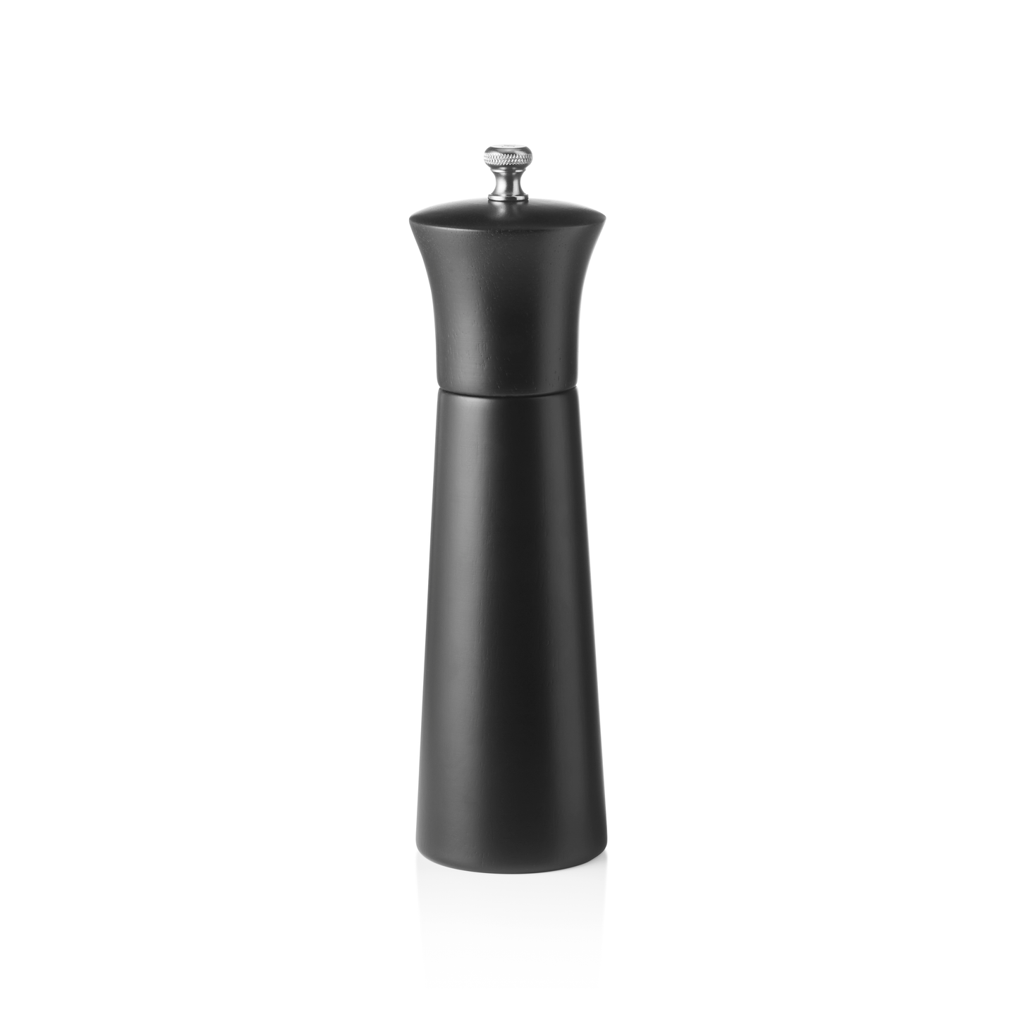 Schwarze Pfeffermühle auf weißem Hintergrund.