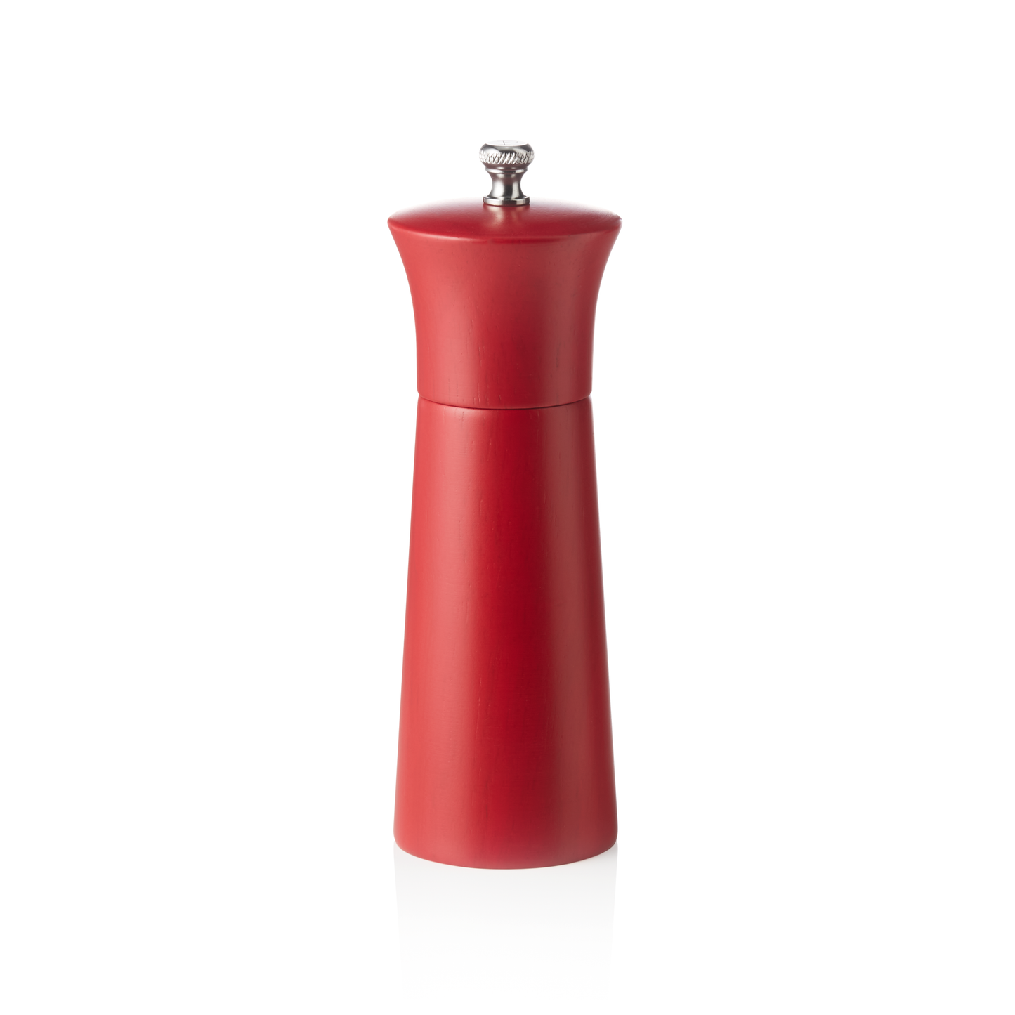 Rote Pfeffermühle auf weißem Hintergrund.