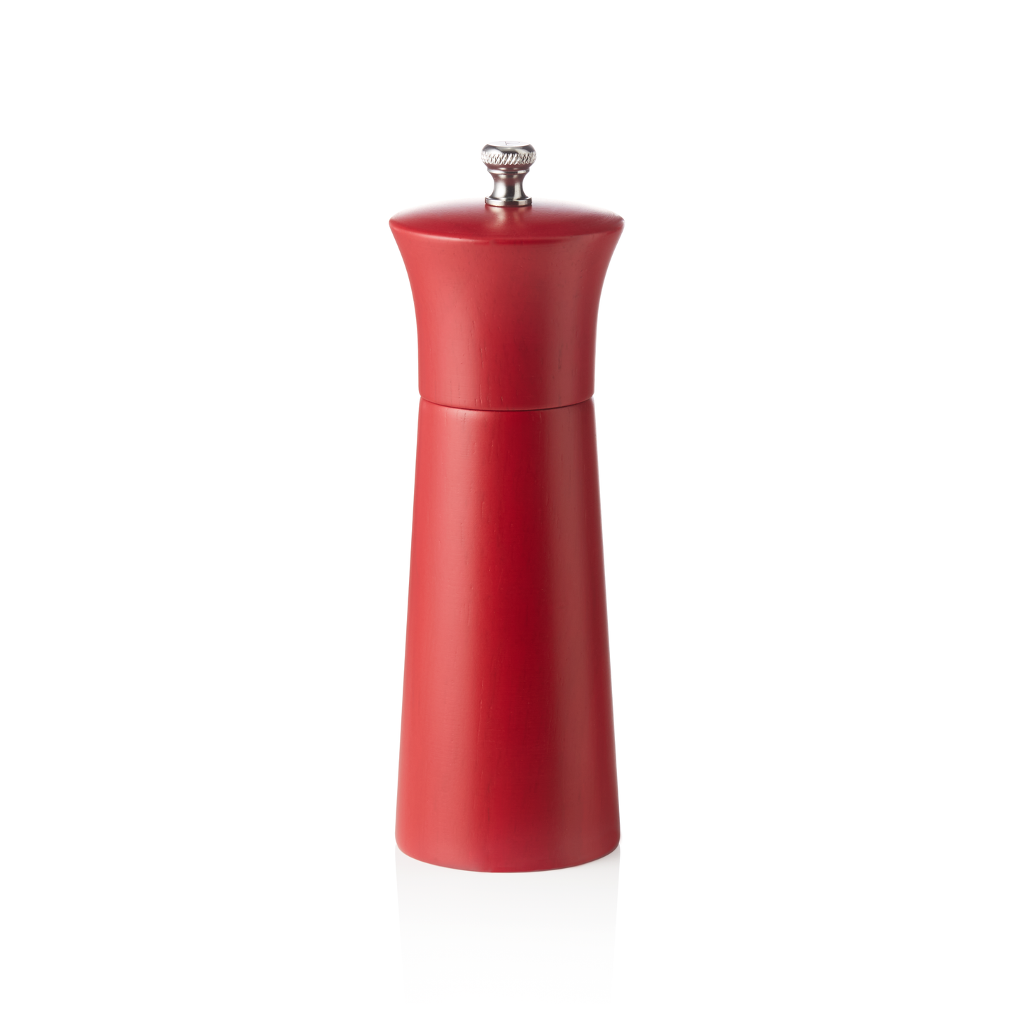 Rote Pfeffermühle auf weißem Hintergrund.