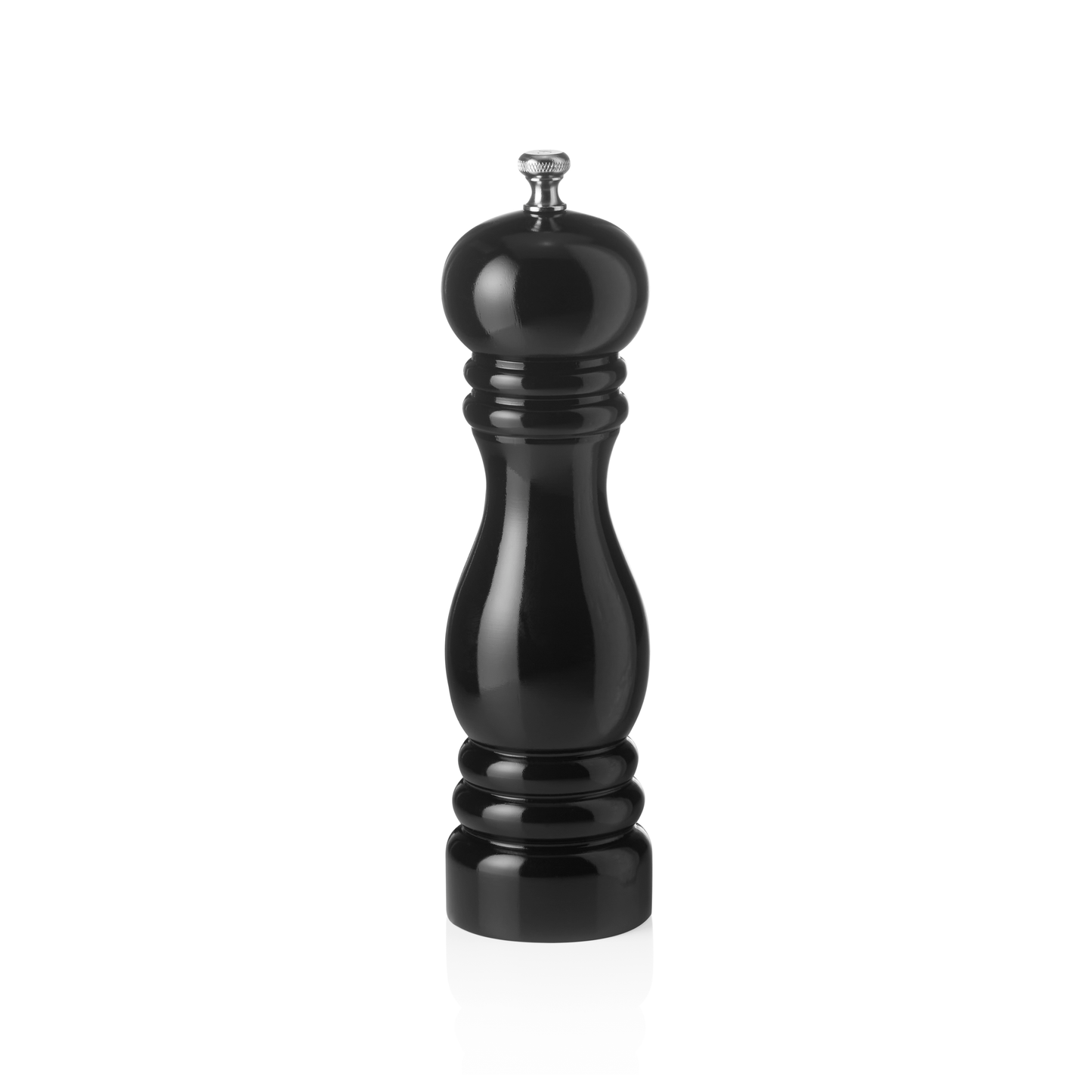 Schwarze Pfeffermühle auf weißem Hintergrund.