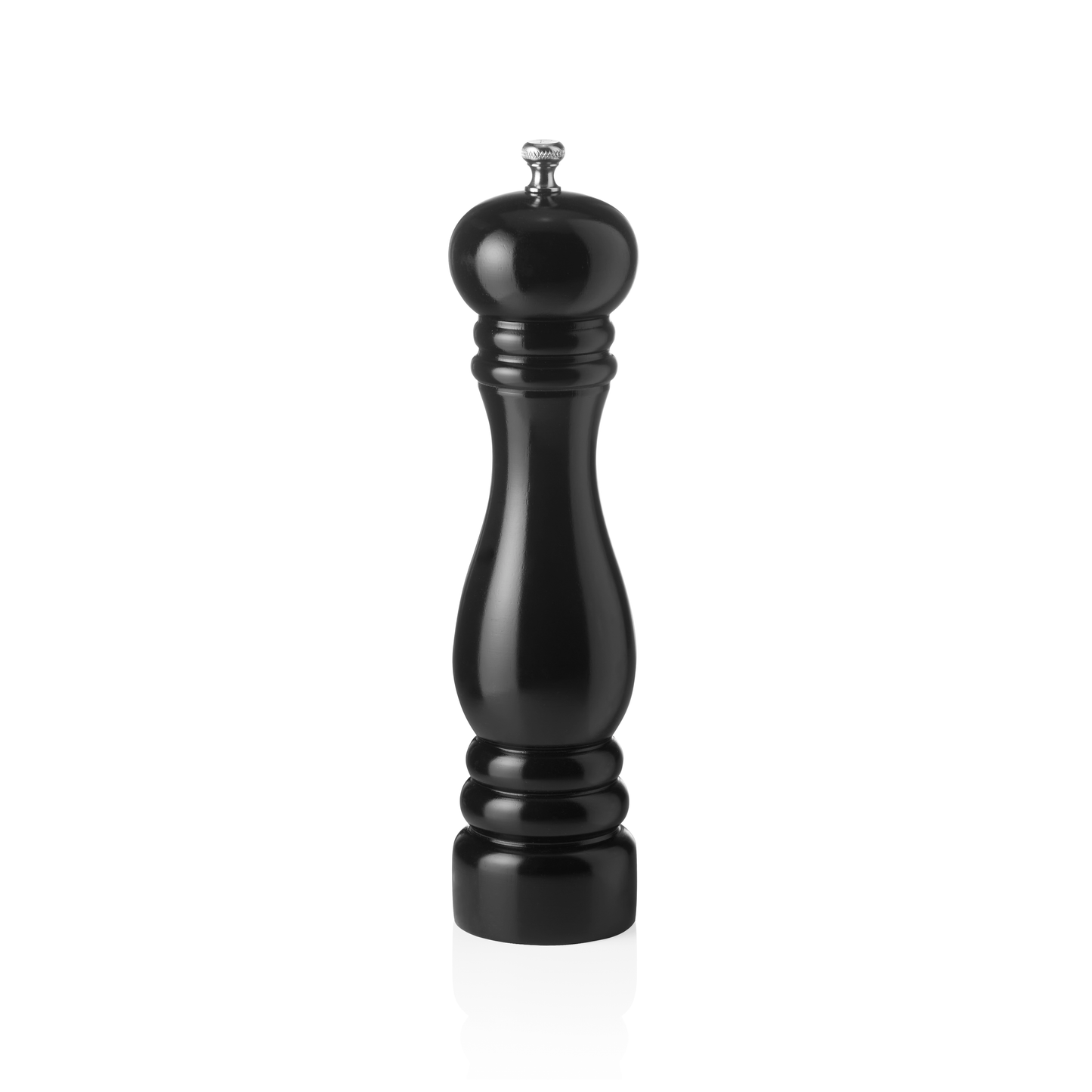 Schwarze Pfeffermühle auf weißem Hintergrund.