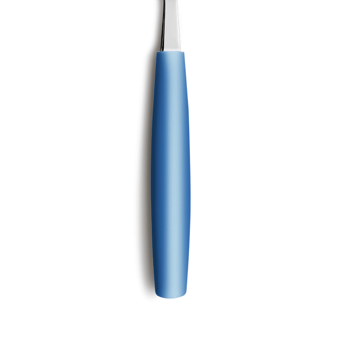 Blauer Griff eines Küchenutensils, Nahaufnahme.