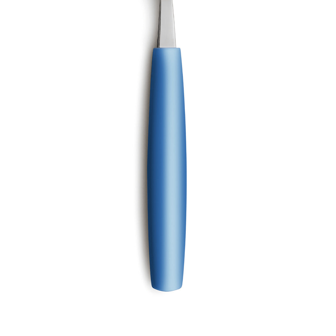 Blauer Griff eines Küchenutensils, Nahaufnahme.