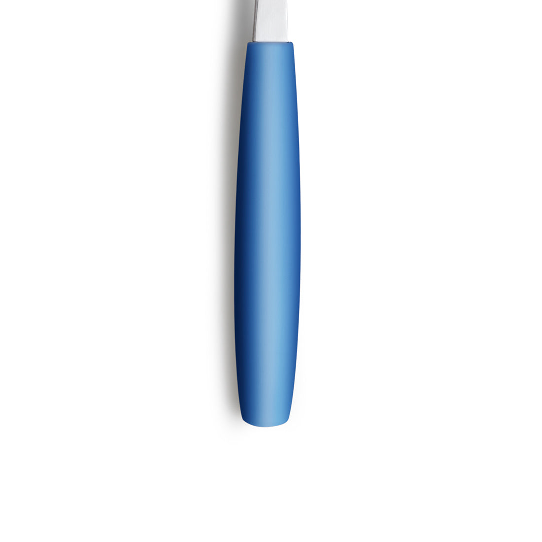 Blauer Griff eines Küchenmessers.