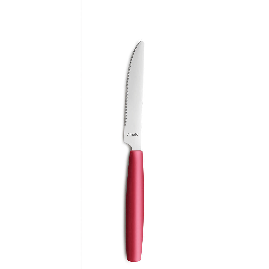 Rotes Messer mit gezackter Klinge.