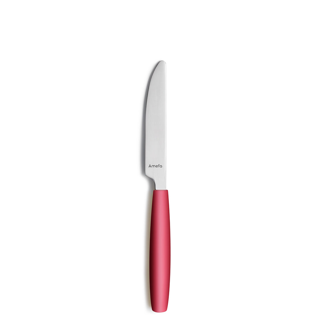 Messer mit rotem Griff auf weißem Hintergrund.