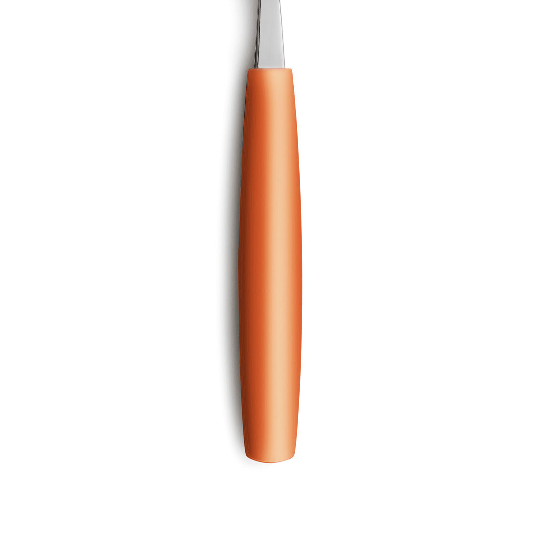 Orangener Griff eines Küchenutensils, Nahaufnahme.