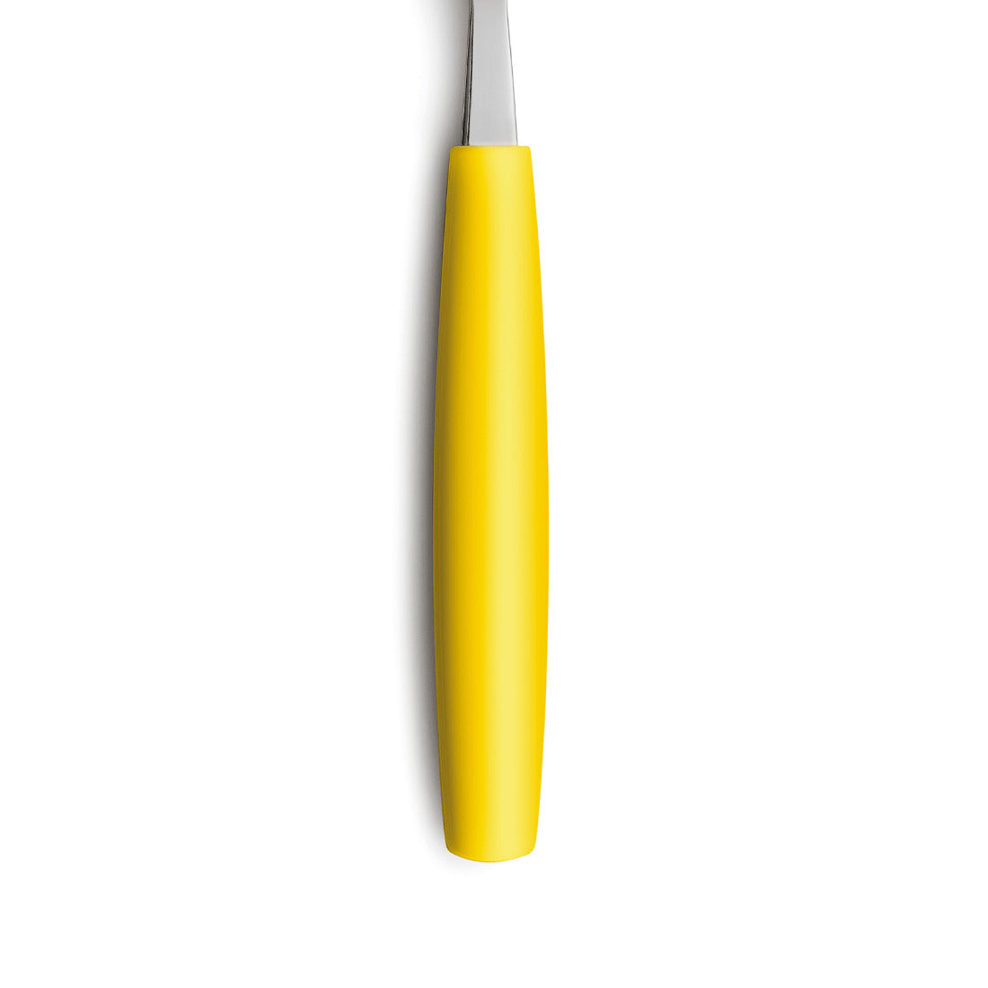 Gelber Griff eines Küchenutensils, Nahaufnahme.