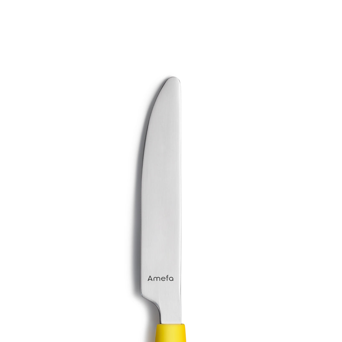 Gelbmesser mit Edelstahlklinge auf weißem Hintergrund.
