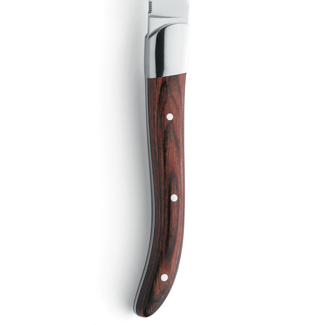 Holzgriff eines Küchenmessers, Nahaufnahme.