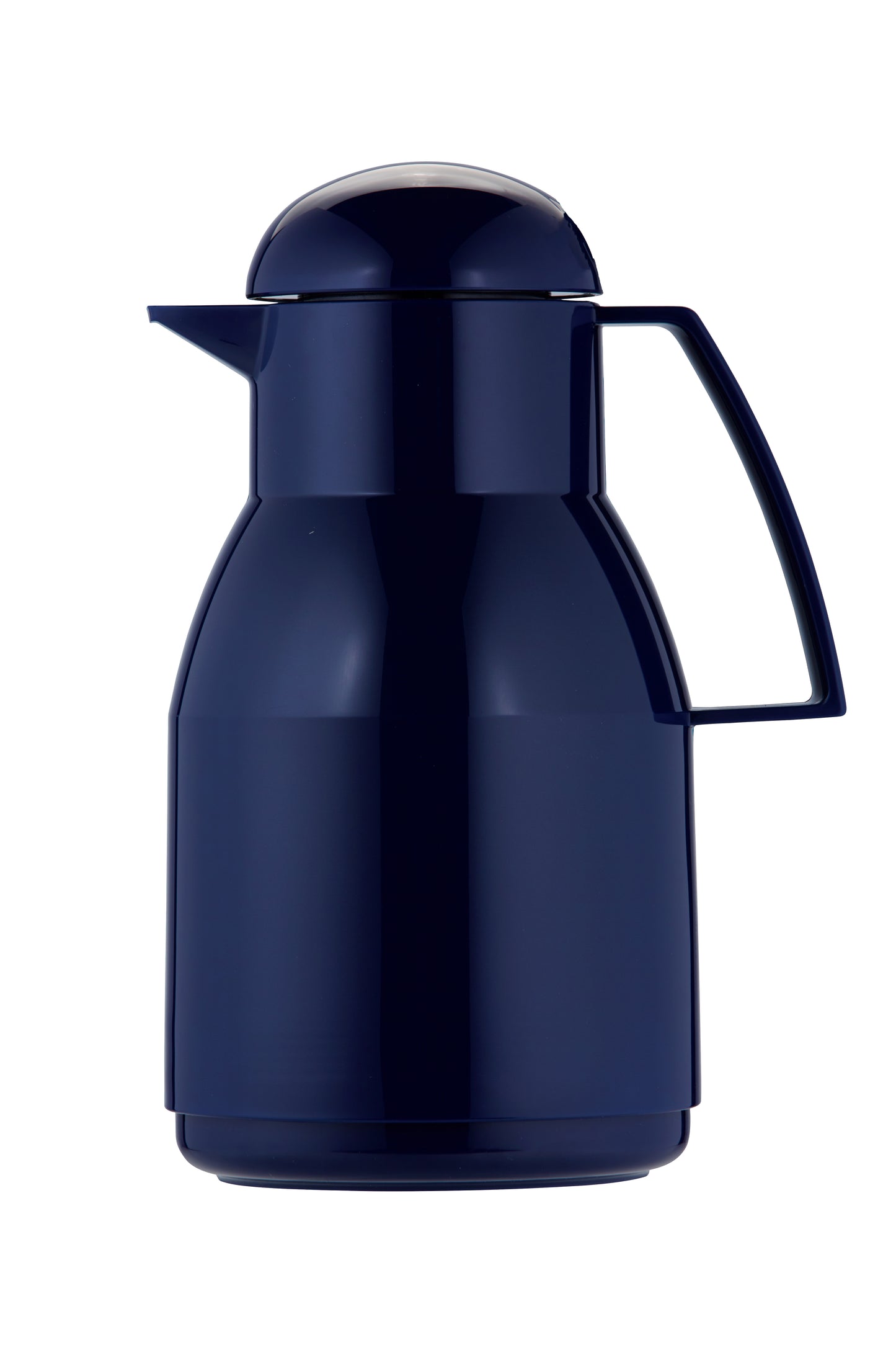 Blaue Thermoskanne mit Griff, isoliert.